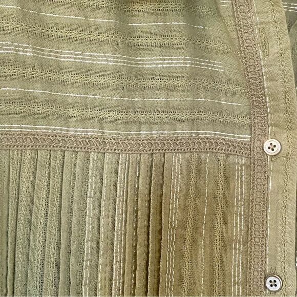 Anthropologie Green Metallic Shirtdress - Picture 3 of 5